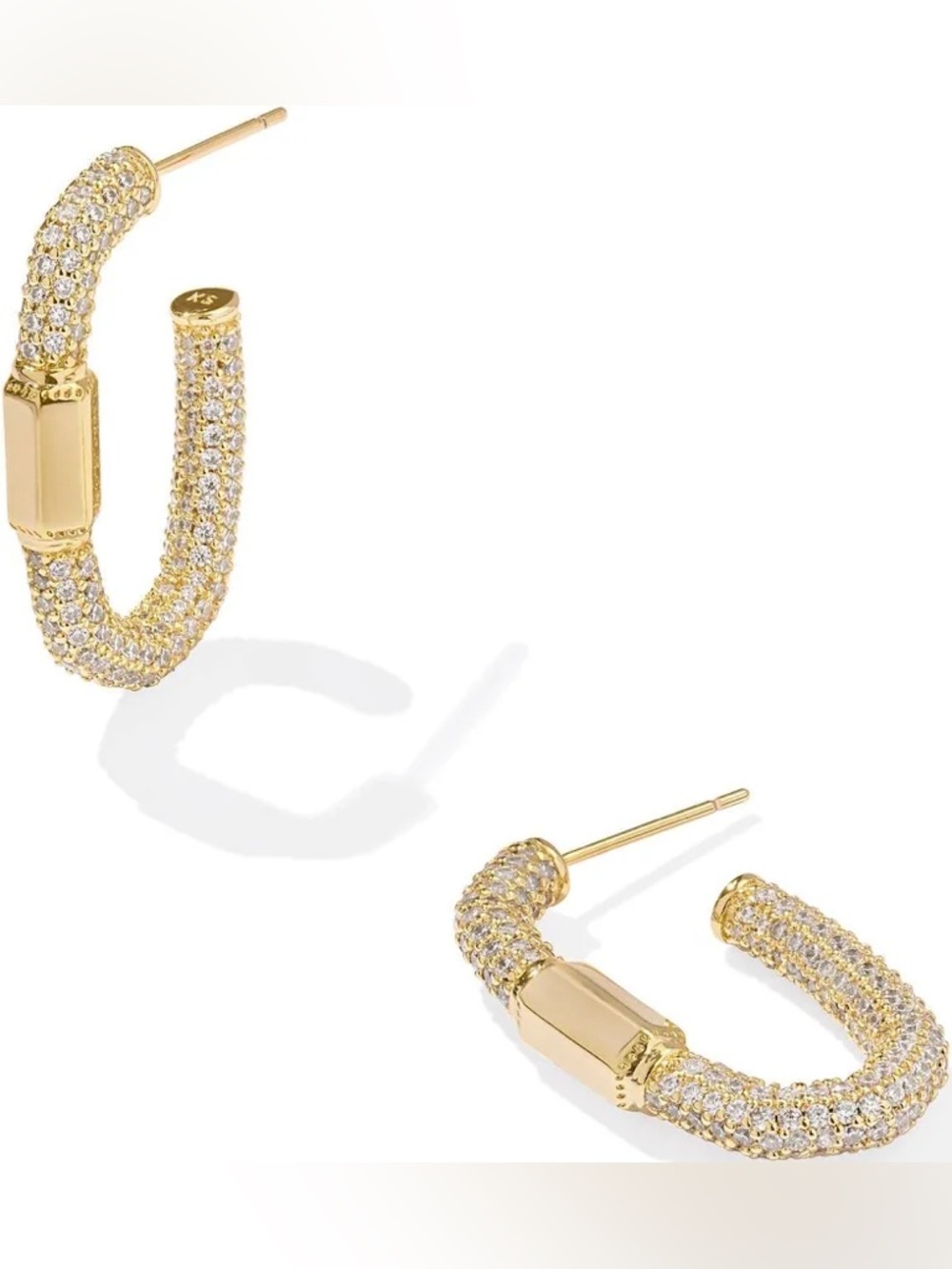 NWT [Kendra Scott] Emery Crystal Sparkle Medium Hoop Earrings, Gold or Black - Picture 5 of 11